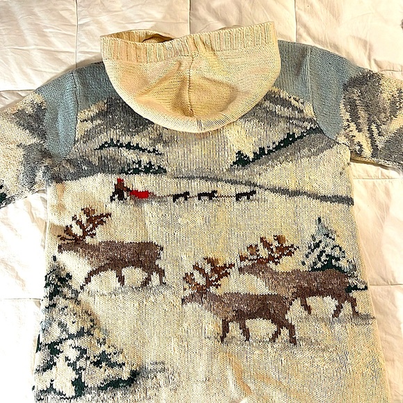 Ralph Lauren Vintage Exclusive Hand knit hooded cardigan sweater winter,sled,dog - Picture 8 of 15